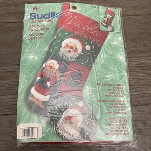 Bucilla JOLLY BEADED SANTA Felt Applique Christmas Stocking Kit # 84382 - NEW